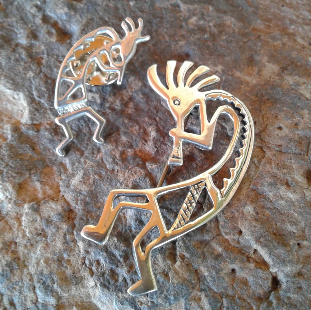 Sterling Silver Kokopelli Set of 2 Pins - Picture 2 of 8